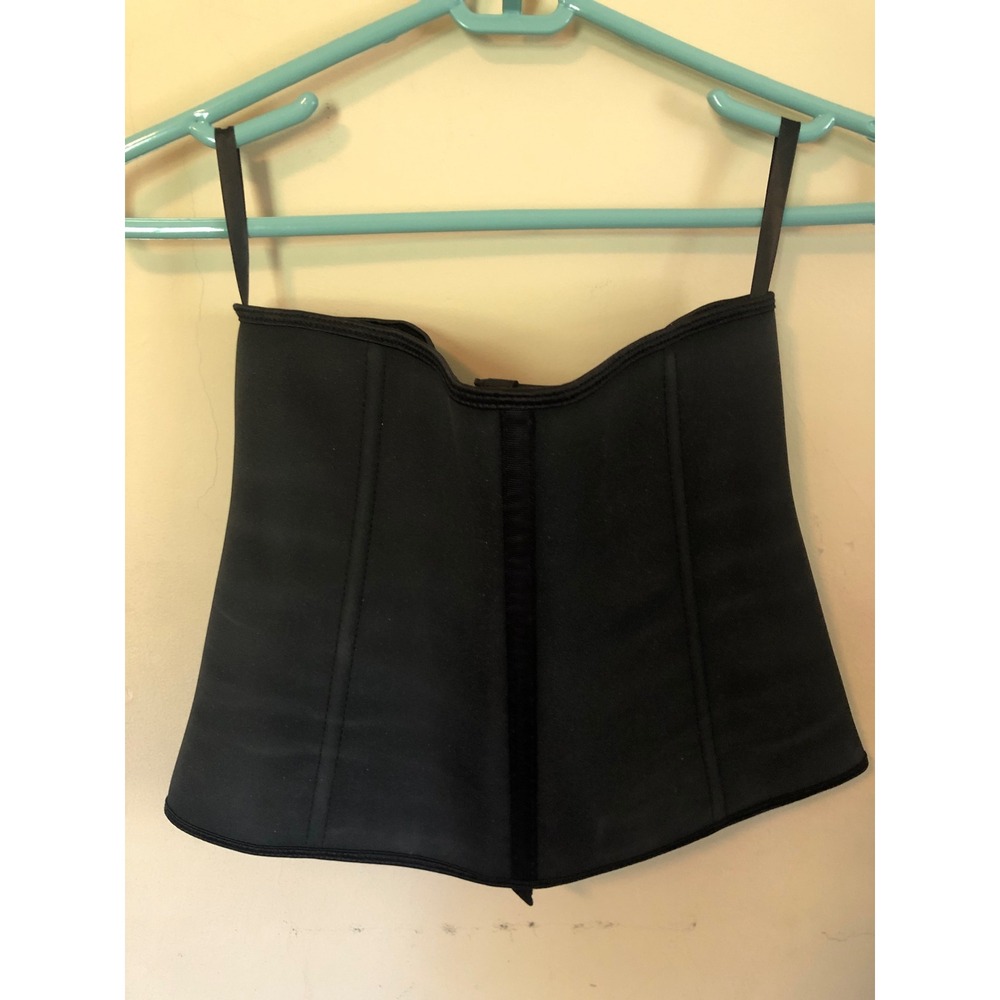 YIANNA Women Black Waist Trainer Zipper Hook Corset Sport Girdle Cincher M New